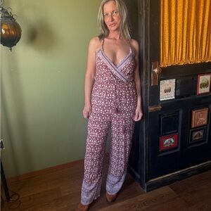 American Eagle Outfitters Pink Floral Jumpsuit (American Eagle per tag)